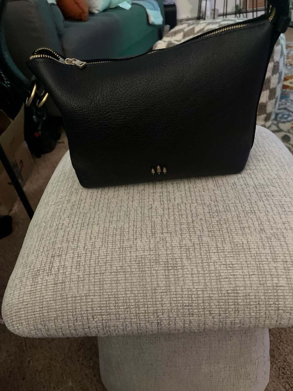 Portland Leather Goods Black Pebbled Leather Shoulder Bag